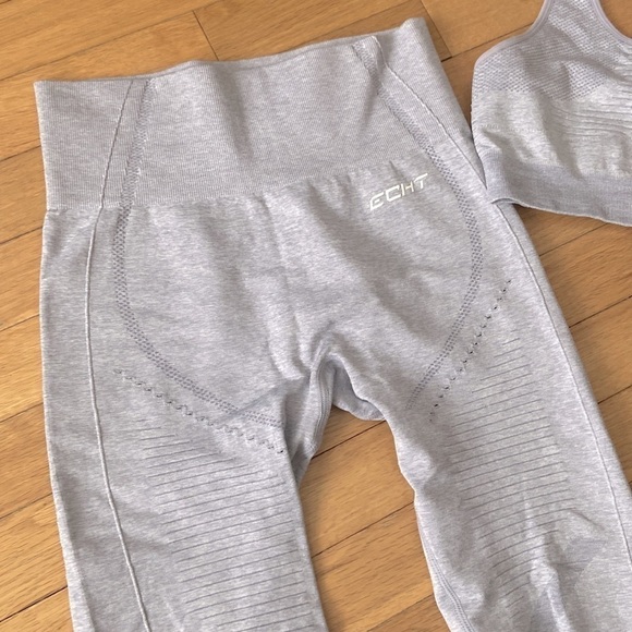 ECHT Arise Seamless Grey High Rise Legging + Sports Bra SET Size Small - Picture 9 of 11